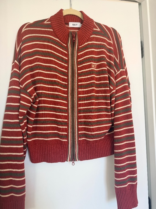 SET Active Tops - Sold Out SET Active Sweet Tea Weekend Stripe Funnel Zip